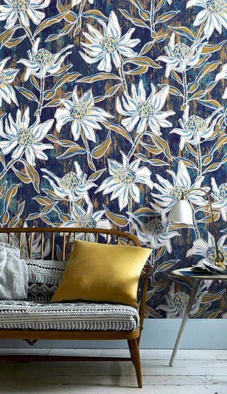Floral Dark Nights Wallpaper Mural-Flower & Leaf Wallpaper