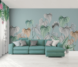 Flowers with Stem Wallpaper Murals: Stunning Wall Decor-Flower & Leaf Wallpaper