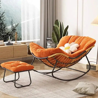 Fluffy Elastic Lumbar Support Floor Rocking Chair-Sofa Chairs