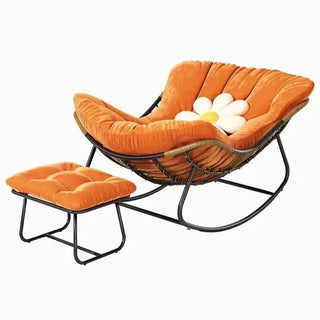 Fluffy Elastic Lumbar Support Floor Rocking Chair-Sofa Chairs