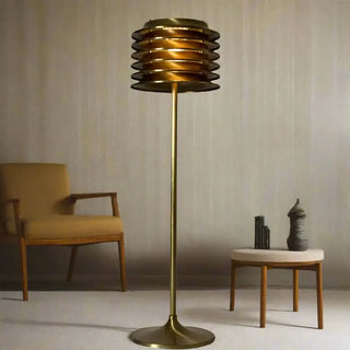Flying Saucer Electroplated Brass Floor Lamp – Modern Sculptural Design-Lamps
