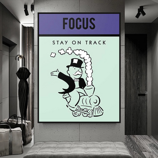 Focus Stay on Track: Monopoly Canvas Wall Art-Wall Posters