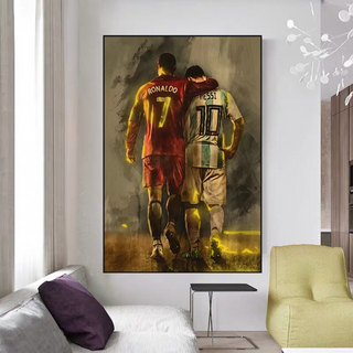 Football Stars Ronaldo and Messi Canvas Wall Art-Wall Posters