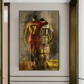 Football Stars Ronaldo and Messi Canvas Wall Art-Wall Posters