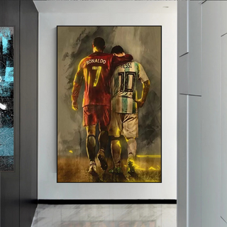 Football Stars Ronaldo and Messi Canvas Wall Art-Wall Posters