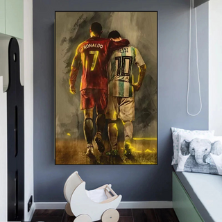 Football Stars Ronaldo and Messi Canvas Wall Art-Wall Posters