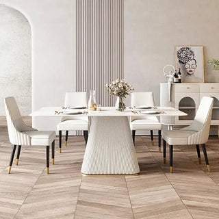 French Cream Gloss Dining Table Set – Sophisticated Elegance-Dining Tables