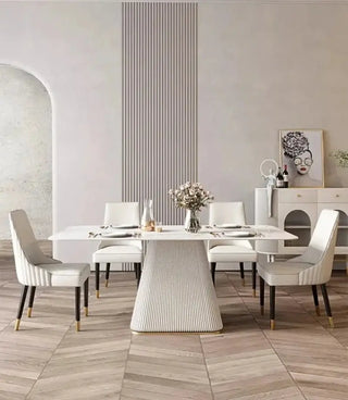 French Cream Gloss Dining Table Set – Sophisticated Elegance-Dining Tables