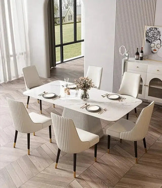French Cream Gloss Dining Table Set – Sophisticated Elegance-Dining Tables