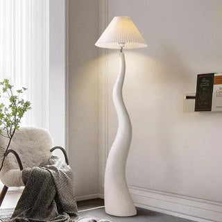 French Swirl Wave Floor Lamp – Artistic Resin &amp; Iron Design, E27 Base-Lamps