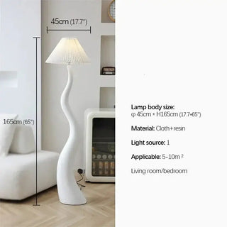 French Swirl Wave Floor Lamp – Artistic Resin &amp; Iron Design, E27 Base-Lamps