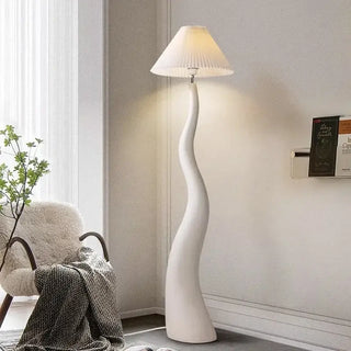 French Swirl Wave Floor Lamp – Artistic Resin &amp; Iron Design, E27 Base-Lamps