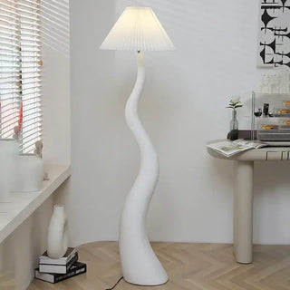French Swirl Wave Floor Lamp – Artistic Resin &amp; Iron Design, E27 Base-Lamps