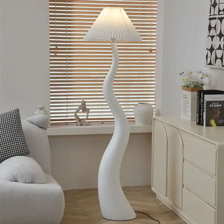 French Swirl Wave Floor Lamp – Artistic Resin &amp; Iron Design, E27 Base-Lamps