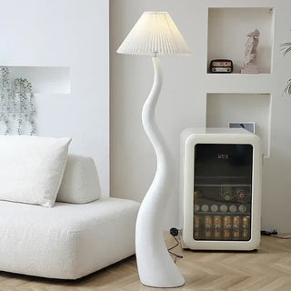 French Swirl Wave Floor Lamp – Artistic Resin &amp; Iron Design, E27 Base-Lamps