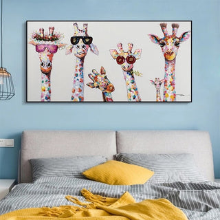Funny Art Giraffe Family Canvas Wall Art-Wall Posters