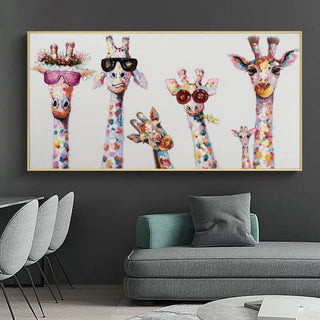 Funny Art Giraffe Family Canvas Wall Art-Wall Posters