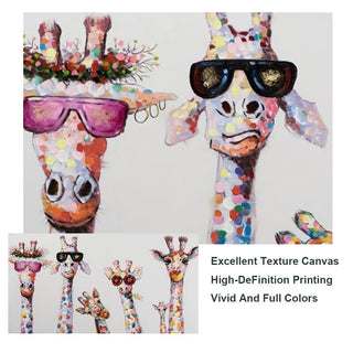 Funny Art Giraffe Family Canvas Wall Art-Wall Posters
