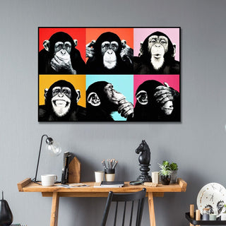 Funny Six Monkeys Abstract Canvas Art-Wall Posters