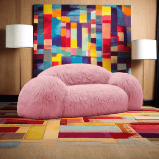 Fur Upholstered Recliner Sofa – Soft Cotton 3-Seater Lazy Lounge Couch-Sofa Set