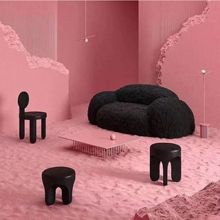 Fur Upholstered Recliner Sofa – Soft Cotton 3-Seater Lazy Lounge Couch-Sofa Set