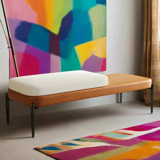 Genuine Leather Shoe Changing Bench – Premium Entryway Stool-Benches