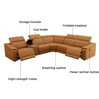 Genuine Luxury Leather Reclining Sectional Set – Ultimate Comfort & Elegance-Sofa Set