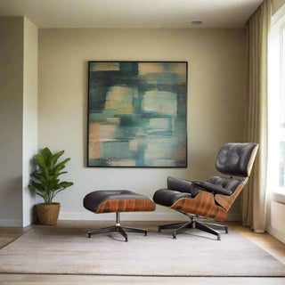 Genuine Top Grain Leather Swivel Lounge Chair & Ottoman-Recliners