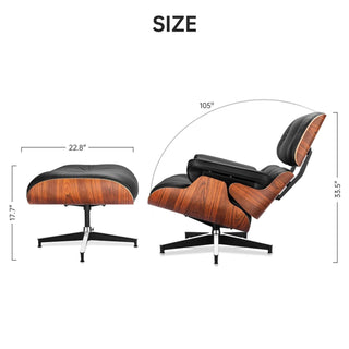 Genuine Top Grain Leather Swivel Lounge Chair & Ottoman-Recliners