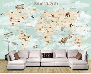 GeoExplorers: Interactive Green Theme World Map Wallpaper for Kids-Kids Room Wallpaper