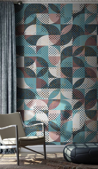 Geometric Circular Pattern Wallpaper Mural-Geometric Shapes Wallpaper
