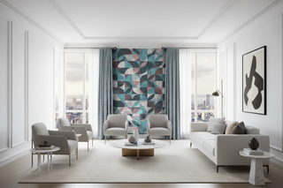 Papier Peint Panoramique à Motifs Circulaires Géométriques