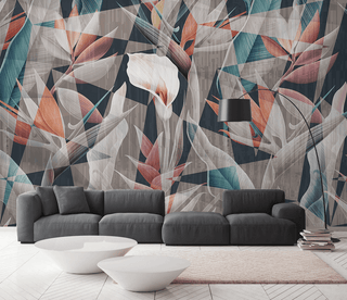 Geometric Floral Wallpaper Murals: Perfect for Modern Décor-Flower & Leaf Wallpaper