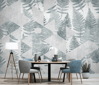 Geometric Green Leaf Pattern Wallpaper Murals-Geometric Shapes Wallpaper