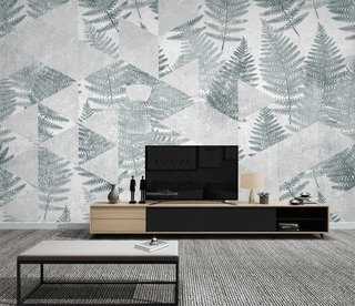 Geometric Green Leaf Pattern Wallpaper Murals-Geometric Shapes Wallpaper