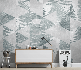 Geometric Green Leaf Pattern Wallpaper Murals-Geometric Shapes Wallpaper