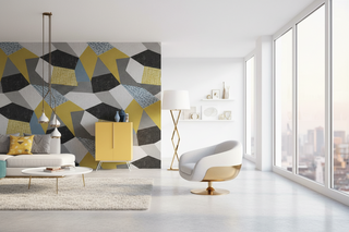 Geometric Hexagons Yellow Wallpaper Mural