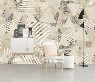 Geometric Leaf Pattern Wallpaper Murals for Wall Decor-Geometric Shapes Wallpaper