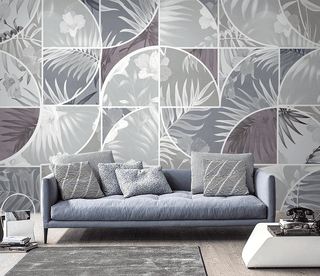 Geometric Leaf Patterned Wallpaper Murals-Geometric Shapes Wallpaper