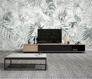 Geometric Leafs Design - Tropical Wallpaper Murals-Flower & Leaf Wallpaper