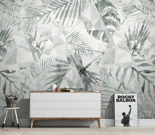 Geometric Leafs Design - Tropical Wallpaper Murals-Flower & Leaf Wallpaper