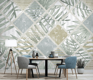 Geometric Leafs Textured Wallpaper Murals-Geometric Shapes Wallpaper