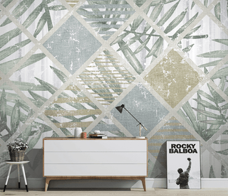 Geometric Leafs Textured Wallpaper Murals-Geometric Shapes Wallpaper