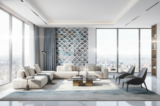Geometric Ocean Blues Wallpaper Mural