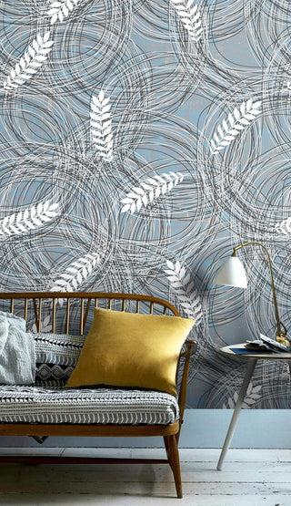 Geometric White Grains Wallpaper Mural-Flower & Leaf Wallpaper