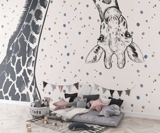 Giraffe Peek a Boo - Kids Room Wallpaper Mural-Kids Room Wallpaper