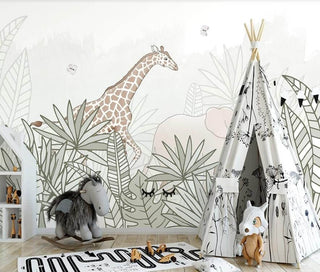 Giraffe Safari Adventure: Kids Room Wallpaper Mural-Kids Room Wallpaper