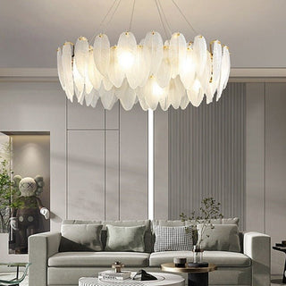 Glass Feather Chandelier: Elegant Lighting Fixture-Chandeliers
