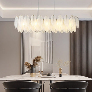 Glass Feather Chandelier: Elegant Lighting Fixture-Chandeliers