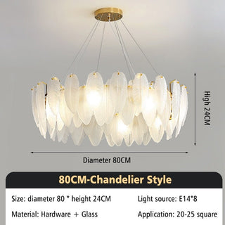 Glass Feather Chandelier: Elegant Lighting Fixture-Chandeliers